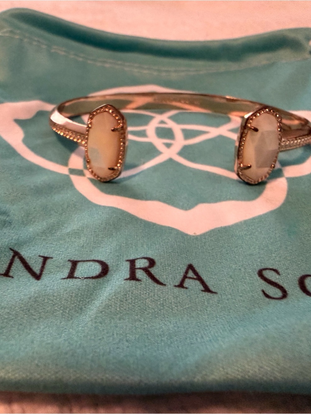 Kendra Scott Opal-Style Stones Rose Gold Open Cuff Bracelet